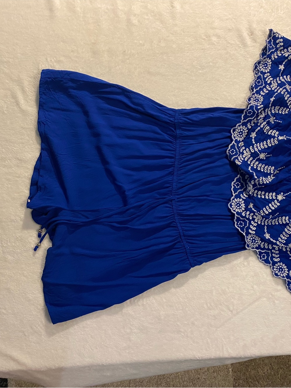 Rene Rofe Royal Blue Embroidered Romper
